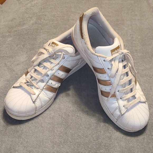 adidas Shoes | Adidas Superstar Gold Stripe Shoes | Poshmark